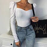 Жіноча кофта з сердцеобразным вирізом і піднятими плечиками (р. 42-44) 83041142, фото 5