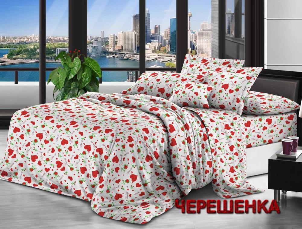 Тканина для постільної білизни Бязь "Gold" Lux GL3807 (50м) дрібні серця на білому