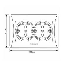 Вбудована Розетка подвійна з заземленням VIDEX BINERА кремова VF-BNSK2G-CR, фото 3