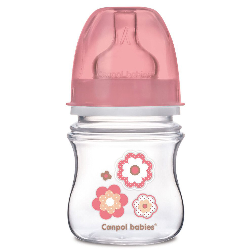 Пляшка антиколікова рожеві квіти 120 мл Canpol Babies Easystart (5901691813137)