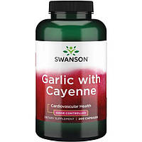 Часник з кайенским перцем, Swanson, Garlic with Cayenne, 200 капсул