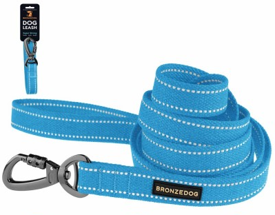 Повідець для собак ТМ BronzeDog брезент з карабіном на замку блакитний 2м×20мм