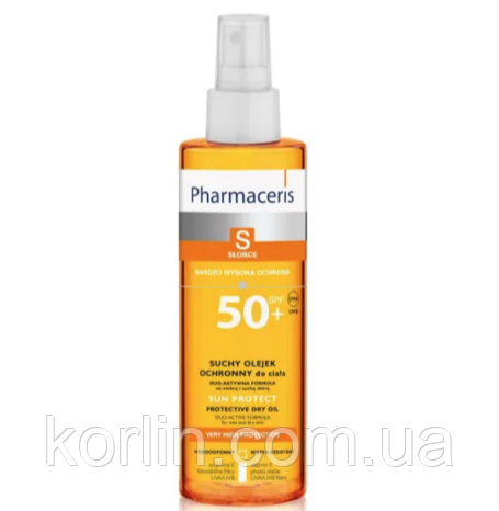 Pharmaceris S Sun Protect Сухе Сонцезахисне Олія для Тіла SPF50 + 200 мл Польща Доставка з ЄС