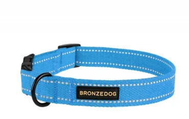 Нашийник для собак ТМ BronzeDog брезент розмір М блакитний (обхват шиї 30-40 см ширина 20 мм)