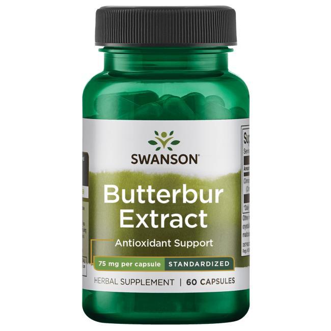 Екстракт баттербера, Білокопитник гібридний, Butterbur Extract, Swanson, 75 мг, 60 капсул