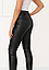 Жіночі штани-лосини з екошкіри вузькі чорні матові осінньо-весняні однотонні, великого розміру 50, 52, фото 2