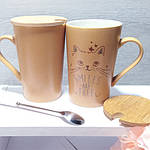 Заварник фарфоровий з кришкою та ложкою Котики 490мл 577-548