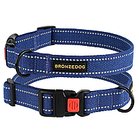 Ошейник для собак ТМ BronzeDog брезентовый синий обхват шеи 43-66см ширина 25мм ХL