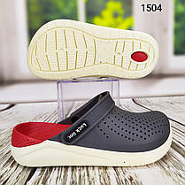 Крокси сабо дитячі для хлопчика силіконові сірі з червоним Luck Line, фото 2