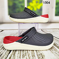 Крокси сабо дитячі для хлопчика силіконові сірі з червоним Luck Line, фото 3