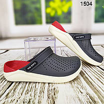 Крокси сабо дитячі для хлопчика силіконові сірі з червоним Luck Line, фото 4