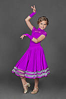 Платье рейтинговое для танцев «Соло» на широком регилине с митенками №825/1