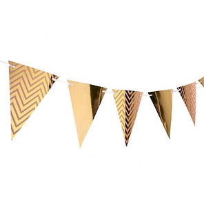 Паперова гірлянда прапорця "Gold", довжина - 2 м., (12 прапорців), фото 2