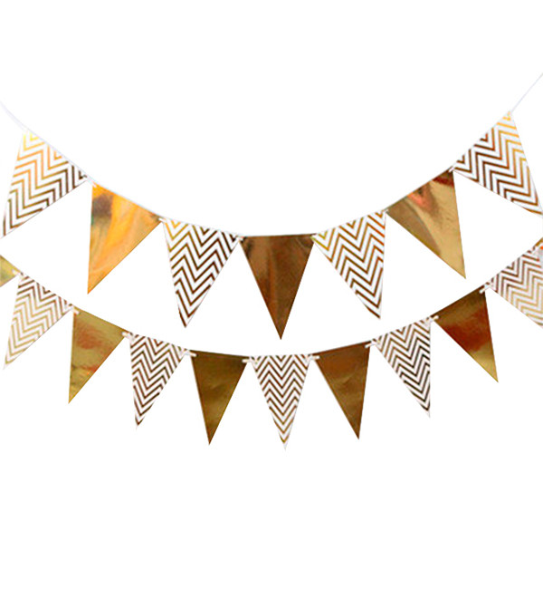 Паперова гірлянда прапорця "Gold", довжина - 2 м., (12 прапорців)