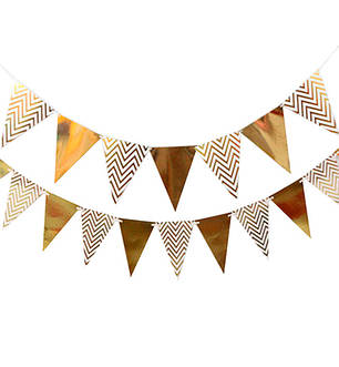 Паперова гірлянда прапорця "Gold", довжина - 2 м., (12 прапорців), фото 1