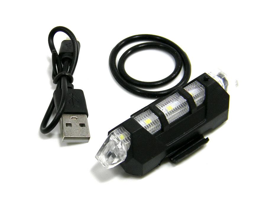 Стоп сигнал на велосипед USB фара задня Білий