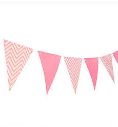 Паперова гірлянда прапорця "Pink", довжина - 2 м., (12 прапорців)