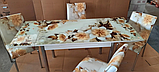 Розкладний стіл обідній кухонний комплект стіл і стільці 3D малюнок 3д "Бежева квітка" ДСП скло 70*110 Mobilgen 1302, фото 6