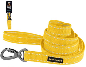 Повідець для собак ТМ BronzeDog брезентовий з карабіном на замку жовтий 3м×20мм М