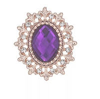 Камінь в ажурній оправі золото 2,4*2,8 см фіолетовий