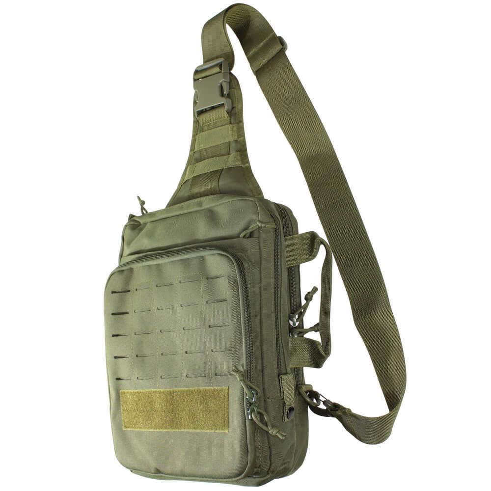 Сумка рюкзак через плече для ноутбука TrueGuard з MOLLE олива