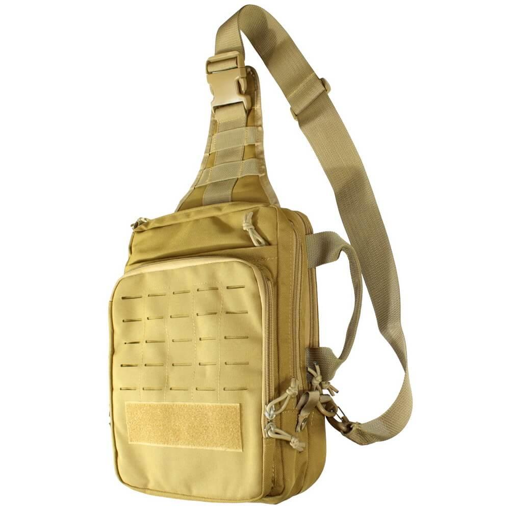 Сумка рюкзак через плече для ноутбука TrueGuard з MOLLE койот