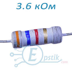 Резистор 3.6 кОм ±5% CF 1Вт вивідний