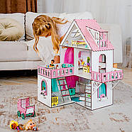 Ляльковий будинок "МІНІ КОТЕДЖ" NestWood для LOL, рожевий + меблі 9 од, фото 5