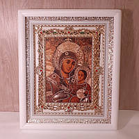 Икона Вифлеемская Пресвятая Богородица, лик 15х18 см, в белом киоте с камнями