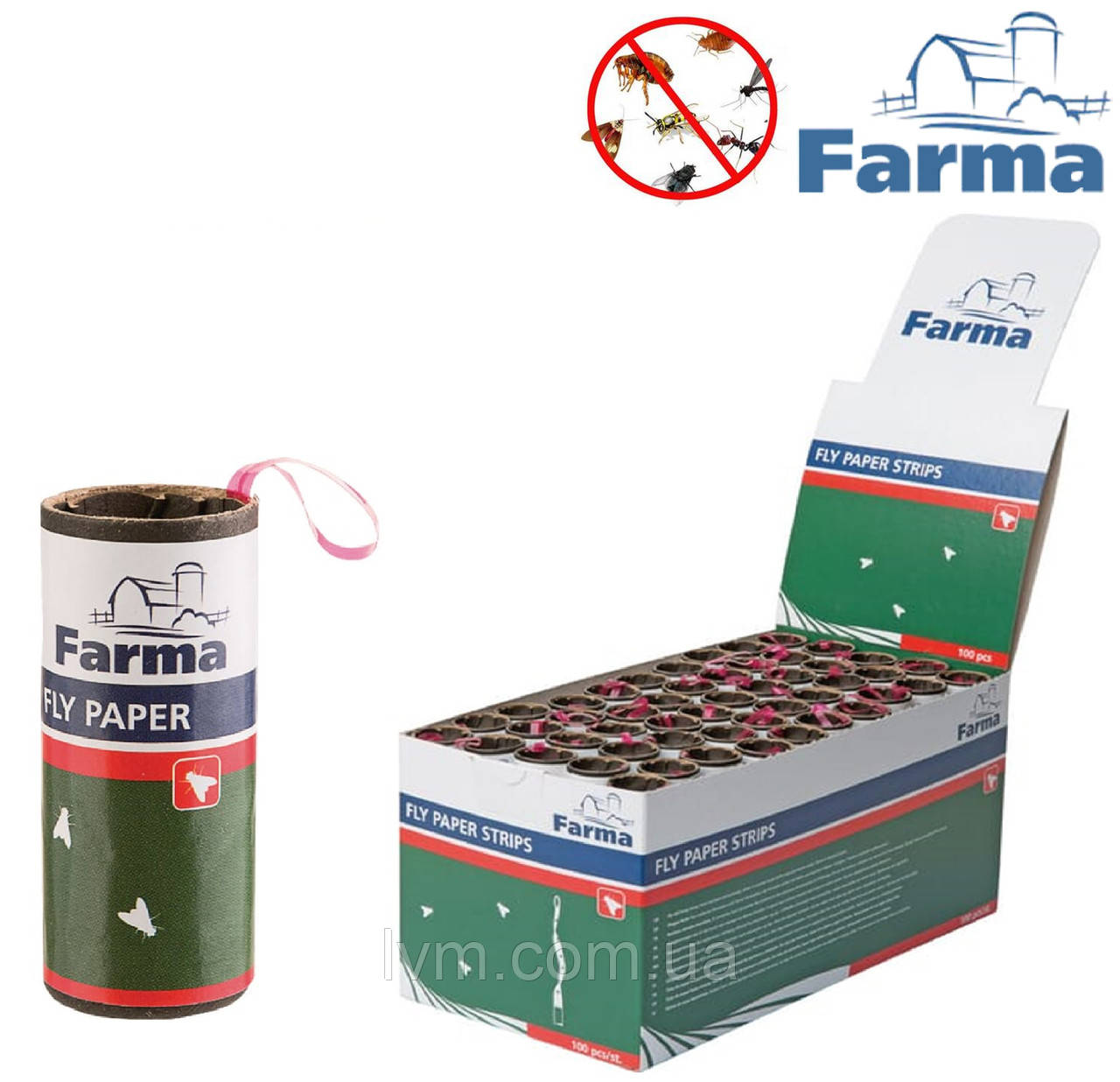 Стрічка липка 5*100см проти мух (уп. 100шт) FARMA.