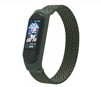 Ремешок нейлоновый Braided rope для Xiaomi Mi Band 3/ 4/ 5/ 6. Цвет хаки. Три размера по длине.