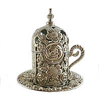 Турецкая чашка для кофе 60 мл, цвет: серебро