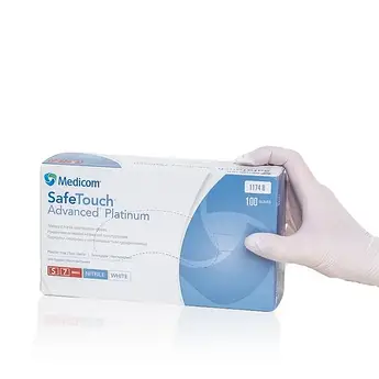 Медицинські нітрилові рукавички SafeTouch Platinum Whitte Nitrile (3г) S