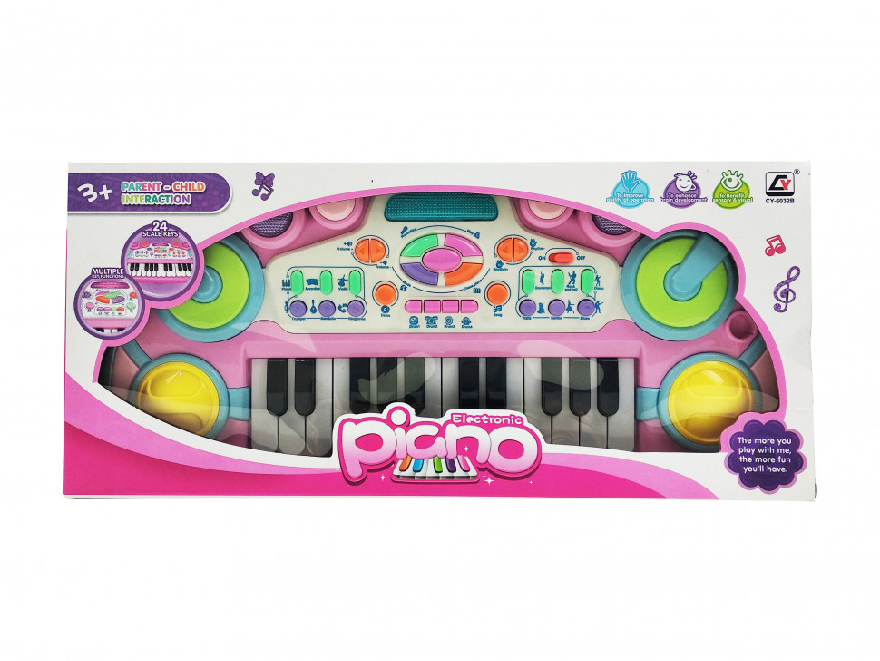 Развивающий игрушечный синтезатор для детей Bambi CY-6032B(Pink), 24 клавиши - фото 2 - id-p1441770599