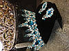 Діадема та сережки, корона та сережки, з блакитним камінням, набір прикрас, фото 7