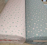 Тканина турецький люкс ранфорс із дрібними м'ятними зірочками на білому тлі, 100% бавовна, 240 см ширина, фото 2