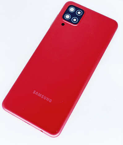 Задня кришка для Samsung A125F Galaxy A12, червона, зі склом камери, фото 1