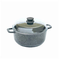 Каструля лита БІОЛ Граніт Браун з антипригарним покриттям 22 см - 3 л Індукція Колір сірий К304ІС