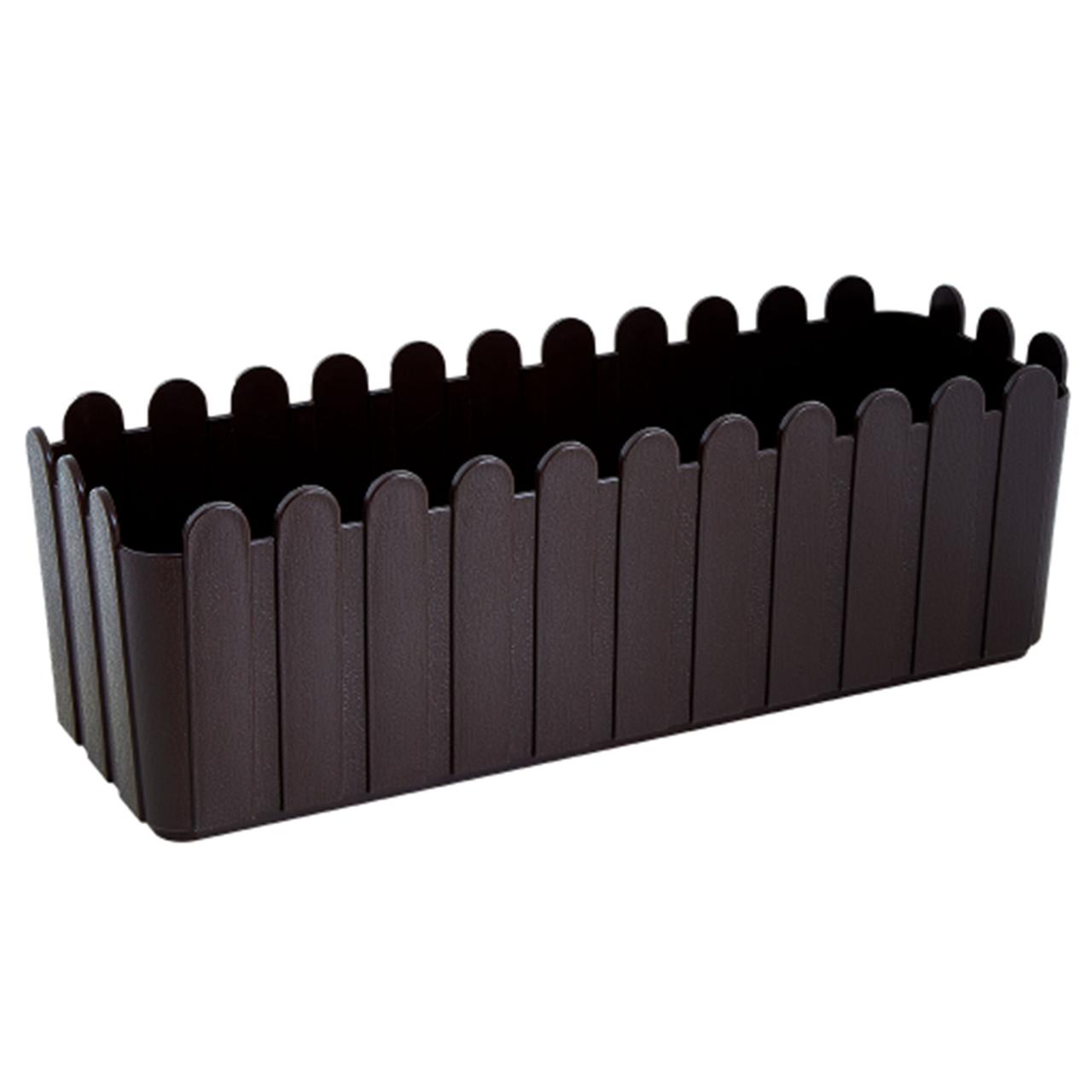 Вазон балконний Парканчик з вставкою 49х16.5 см 5.5 л темно-коричневий Алеана, фото 1