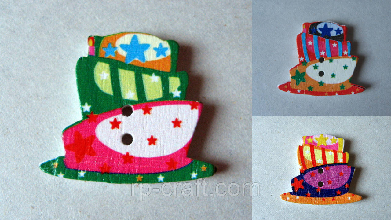 Гудзик дерев'яний, декоративний. Торт, 25х25 мм, фото 1