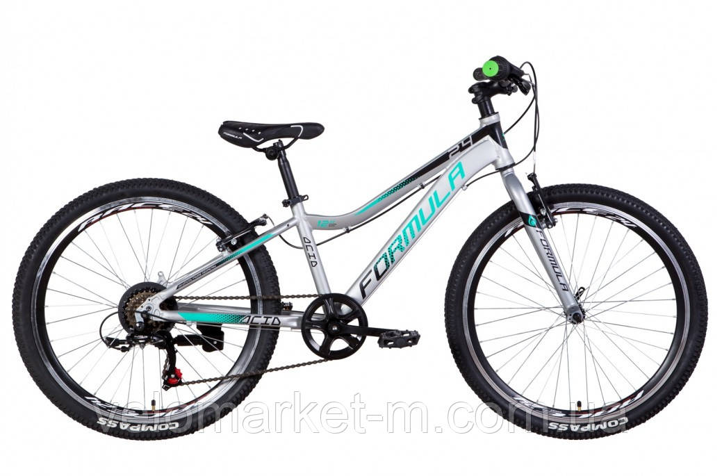 Велосипед 24" FORMULA ACID 1.0 VBR 2021 сріблясто-зелений із чорним