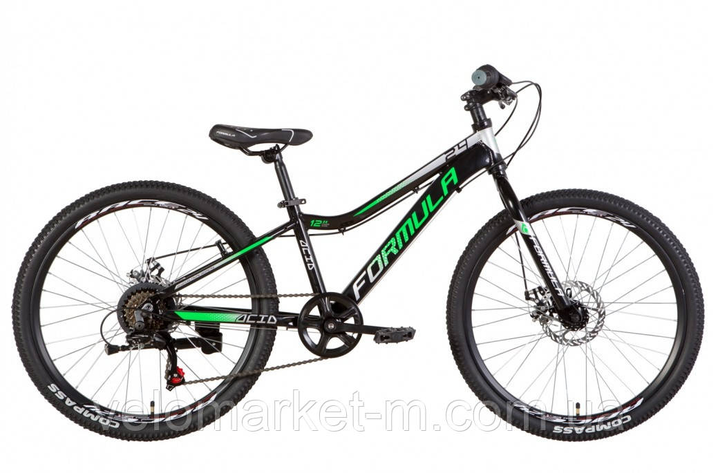 Велосипед 24" FORMULA ACID DD 2021 чорно-зелений із сірим, фото 1