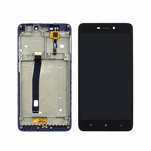 Дисплей (lcd екран) для Xiaomi Redmi 4A з чорним тачскрином та корпусною рамкою, фото 2