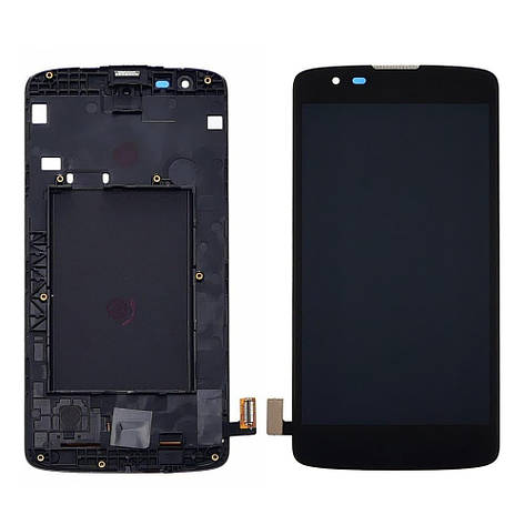 Дисплей (lcd екран) для LG K8 K350 E/N з чорним тачскрином та корпусною рамкою, фото 2