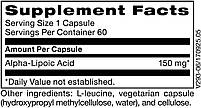 Альфа Липова Кислота 150 мг, Alpha-Lipoic Acid, Klaire Labs, 60 вегетаріанських капсул, фото 2