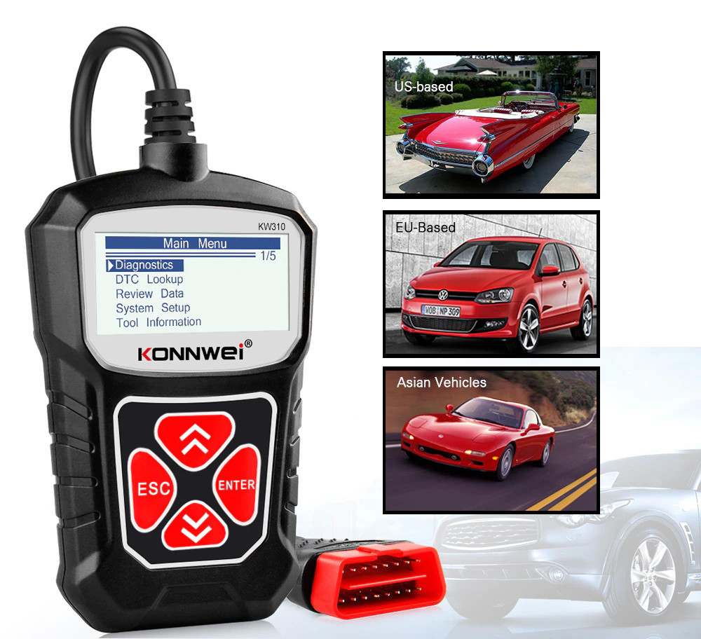 Автомобильный сканер KONNWEI KW310 OBD2 для диагностики двигателя - фото 1 - id-p1441952200