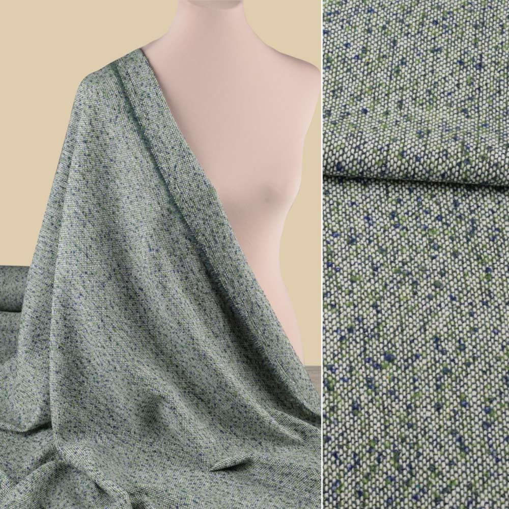 Твід біло-зелений з синіми вкрапленнями ш.153