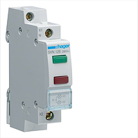 Модульний подвійний світлодіодний LED індикатор фаз Hager SVN126 на din-рейку 230В,  зелений і червоний, 1м
