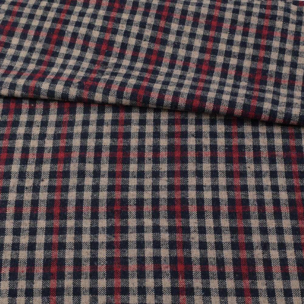 Шотландка синя темна в бежево-червону клітину ш.155