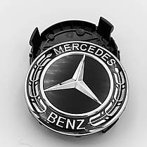 Ковпачки (заглушки) на литі диски Mercedes Benz (Мерседес) 75 мм. NEW чорно-чорні, фото 3